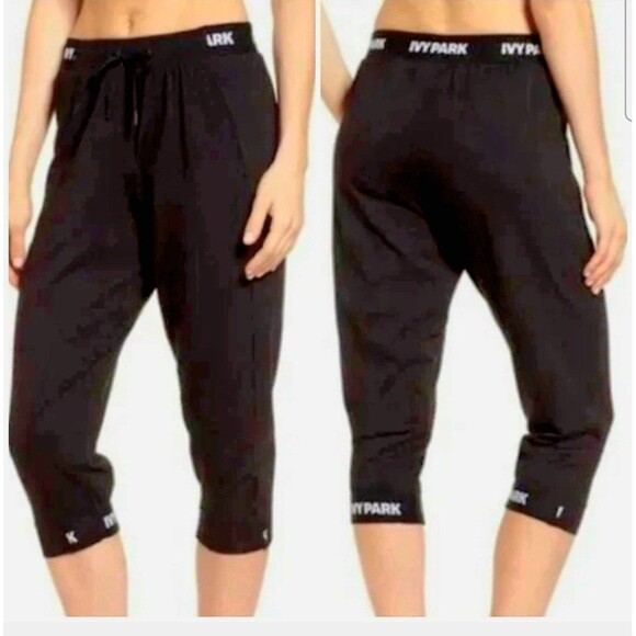 Ivy Park X Beyonce Size XL BLACK Biker Capris W/ IVY Park Logo Gym Brat Athleise - Picture 1 of 7